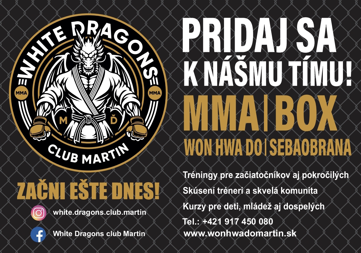 🥋 Nový školský rok = nová výzva! Aj tento rok otvárame nábor do nášho klubu White Dragons Club Martin. Ak chceš zažiť silu a disciplínu tradičného kórejského bojového umenia Won Hwa Do, alebo sa venovať MMA a Boxu, teraz je ten správny čas pridať sa k nám! ✅ Tréningy pre deti, mládež aj dospelých ✅ Skúsení tréneri a priateľská komunita ✅ Zlepšenie kondície, sebaobrany aj disciplíny 📅 Prihlášku je potrebné odovzdať do 12. 9. 👉 u nás v gyme alebo na recepcii SCVČ TK Deep na Ľadovni 📥 Prihlášku si môžeš stiahnuť nižšie 🕔 Tréningy zatiaľ každý pondelok, utorok a štvrtok od 17:00 do 19:00 (postupne podľa rozvrhu aj ďalšie dni). Neváhaj a pridaj sa k White Dragons – posilni svoje telo aj myseľ a staň sa súčasťou našej bojovej rodiny. 🔥🐉